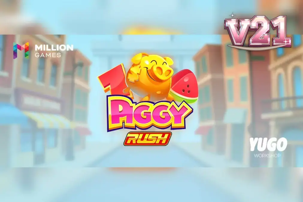 Tampilan visual slot Piggy Rush dengan tema pertanian dan babi kartun